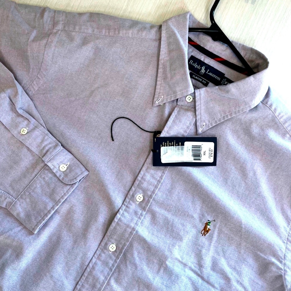 Ralph Lauren Men Classic Oxford Purple Preppy XXL NWT Long Sleeve Button Down